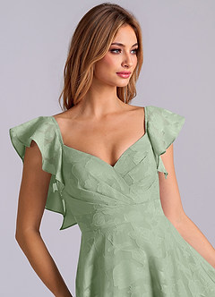 Azazie Leilani 신부 들러리 드레스 A라인 스윗하트 네크라인 플로럴 번아웃 바닥 길이 드레스 image7