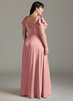 Azazie Omari Vestidos de damas de honor Vestido de Rosetón de Satén Elástico de Corte en A image9