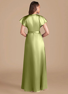 Azazie Nico Brautjungfernkleider A-Linie Plissee Metallischer Satin Kleid Pistazie image4