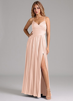 Azazie Vini Brautjungfernkleider A-Linie Plissee Stretch-Satin Kleid Zartrosa image3