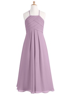 Azazie Ginger Junior Wisteria A-Line Pleated Chiffon Dress image7