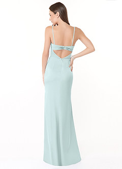Azazie Leonis Bridesmaid Dresses Sea Glass Mermaid Pleated Stretch Satin Convertible Dress image4