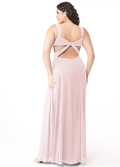 Azazie Nahrin Brautjungfernkleider A-Linie V-Hals Gefaltet Chiffon Kleid Zartrosa image10