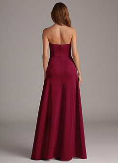 Azazie Wren Bridesmaid Dresses Burgundy A-Line Strapless Stretch Satin Convertible Dress image5