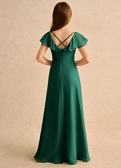 Azazie Nari Girls Formal Blumenmädchenkleider A-Linie mit ärmel Chiffon Kleid Smaragd image2