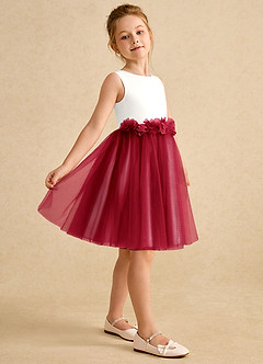 Azazie Louisa Flower Girl Dresses Ivory Scarlet A-Line Sleeveless Tulle Dress image5