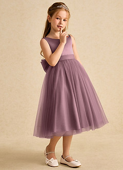 Azazie Winnie Flower Girl Dresses Vintage Mauve Ball-Gown Bow Tulle Dress image6