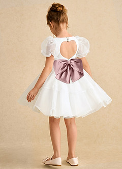 Azazie Debbie vestidos de niña de las flores Vestido de Marfil Rosa Empolvado de Organza de Princesa con Escote de Corazón image9