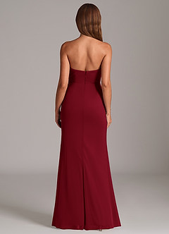 Azazie Katelyn Bridesmaid Dresses Burgundy Sheath Strapless Mesh Convertible Dress image7