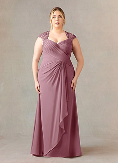 Azazie Birdie Mother of the Bride Dresses Vintage Mauve A-Line Queen Anne Sequins Chiffon Dress image7