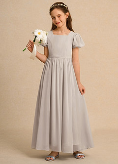Azazie Lilia Junior Formal Flower Girl Dresses Frost A-Line with Sleeves Chiffon Dress image1