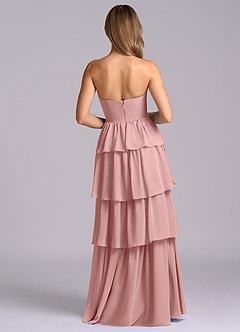 Azazie Faye Vestidos de damas de honor Vestido de Rosa Polvorienta de Gasa de Corte en A con Escote de Corazón image7