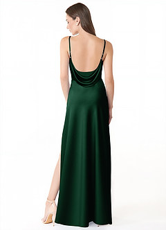 Azazie Alaija Brautjungfernkleider Meerjungfrau-Linie Seitliche Cut-Outs Stretch-Satin Kleid Dunkelgrün image4