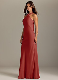 Azazie Doretta Bridesmaid Dresses Terracotta Mermaid Pleated Chiffon Dress image4