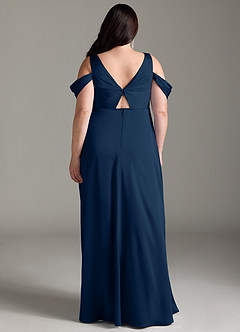 Azazie Rhea vestidos de dama de honor de maternidad Vestido de Acampanado Off The Shoulder Plisado Largo hasta el piso Stretch Satin image9
