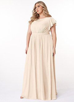 Azazie Daphne Modest Bridesmaid Dresses A-Line Ruffled Chiffon Floor-Length Dress image3