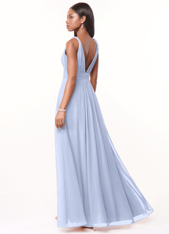 Azazie Maren Bridesmaid Dresses Ice A-Line Pleated Chiffon Dress image4