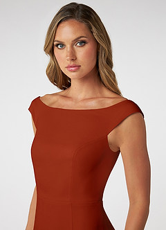 Azazie Nicolina Bridesmaid Dresses Rust Mermaid Square Neckline Stretch Crepe Dress image5