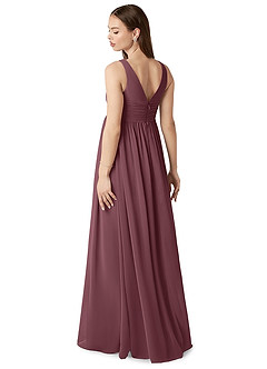 Azazie Yetta Maternity Bridesmaid Dresses A-Line V-Neck Gathered Chiffon Floor-Length Dress image5