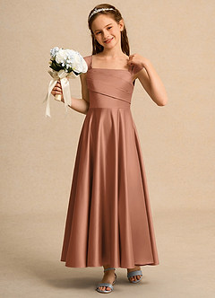 Azazie Bundle Junior Formal Flower Girl Klänningar Klä A-Line i Matt satäng Plisserad image4
