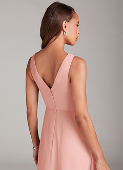 Azazie Nelly Bridesmaid Dresses Rosette A-Line Pleated Chiffon Dress image7