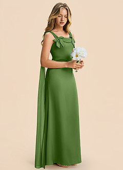 Azazie Chelsea Junior Basil Sheath Pleated Stretch Satin Dress image6