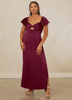 Christian Siriano Bridal for Azazie 1005 Bridesmaid Dresses Mulberry Sheath Sweetheart Neckline Stretch Satin Dress image9