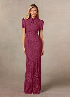 Azazie Carleannia Mother of the Bride Dresses Mulberry Mermaid Lace Chiffon Dress image1