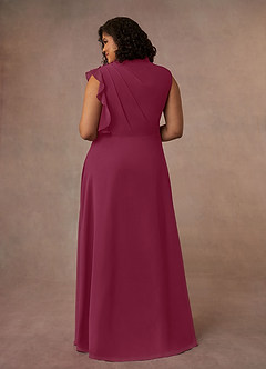 Azazie Narine vestidos de madre de la novia Vestido de Mora de Gasa de Corte En A con Cuello alto plisado image13