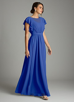 Azazie Daphne Modest Bridesmaid Dresses A-Line Ruffled Chiffon Floor-Length Dress image4
