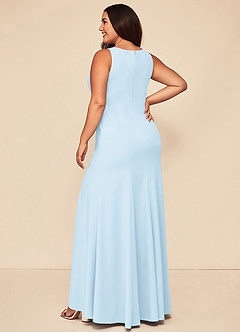 Azazie Rogue Bridesmaid Dresses Sky Blue Mermaid Scoop Side Slit Stretch Crepe Dress image8