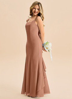 Azazie Lioren Junior Vestido de Bronceador de Gasa de Corte Sirena con Lazo image2