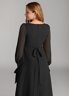 Azazie Leonia Junior Black A-Line with Pockets Chiffon Dress image6