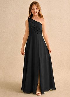 Azazie Puddles Girls Formal Flower Girl Klänningar Klä A-Line i Chiffong Ena axeln image6