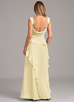 Azazie Sloane Bridesmaid Dresses Lemon Sorbet A-Line Sweetheart Neckline Chiffon Dress image2
