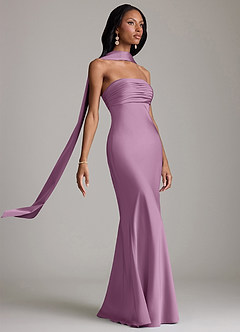 Azazie Saylor Brudtärnklänningar Klä av Sjöjungfru i Stretch Satin Axelbandslös Blåregn image10