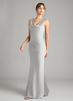 Azazie Rylina Bridesmaid Dresses Silver Mermaid Stretch Satin Dress image2