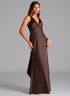 Azazie Hati At-home Try On Dresses Cabernet Mermaid Stretch Satin Dress image4