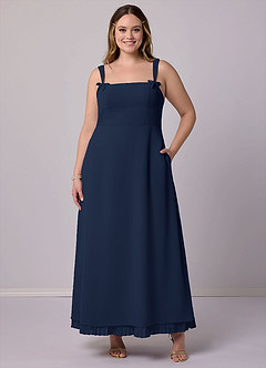 Barbie ♥ Azazie Bridesmaid Dresses Dark Navy A-Line Pleated Chiffon Dress image9