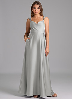 Azazie Beatrice 신부 들러리 드레스 A라인 스윗하트 네크라인 스트레치 새틴 바닥 길이 드레스 image1