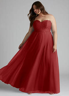 Azazie Roni Bridesmaid Dresses Rust A-Line Sweetheart Neckline Tulle Convertible Dress image9