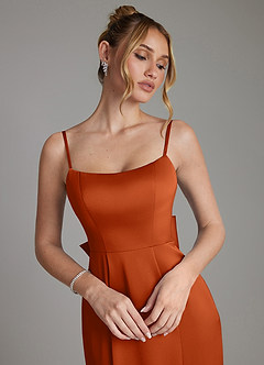 Azazie Zherra Bridesmaid Dresses Burnt Orange Mermaid Bow Stretch Satin Dress image3