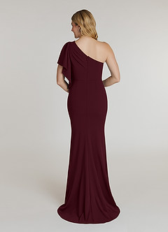 Azazie Pia Mother of the Bride Dresses Cabernet Mermaid Pleated Stretch Crepe Dress image2