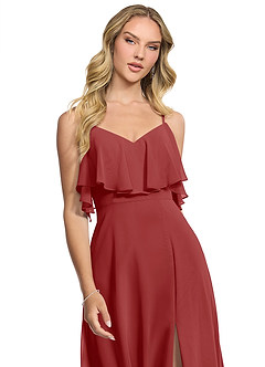 Azazie Jean Bridesmaid Dresses Rust A-Line Chiffon Convertible Dress image4