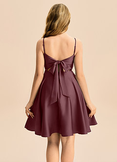 Azazie Miko Junior Linia A Pofałdowany Satyna elastyczna Mini Młodsza druhna Sukienka image2