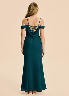 Azazie Nira Junior Pine Mermaid Ruched Chiffon Dress image2