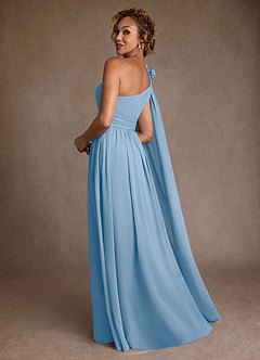 Azazie Lancaster Mère de la mariée Robes Robe Trapèze en Mousseline de soie Une épaule Poudre Bleue image2