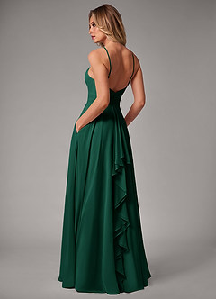 Azazie Amalia Bridesmaid Dresses Emerald A-Line Pleated Chiffon Dress image2