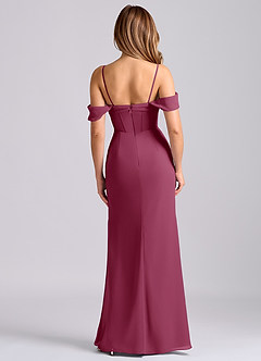 Azazie Joanne Bridesmaid Dresses Mulberry Mermaid Off the Shoulder Chiffon Dress image6