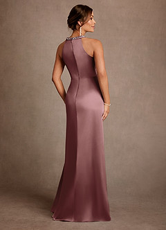 Azazie Lawrence Mother of the Bride Dresses Vintage Mauve A-Line Pleated Stretch Satin Dress image3